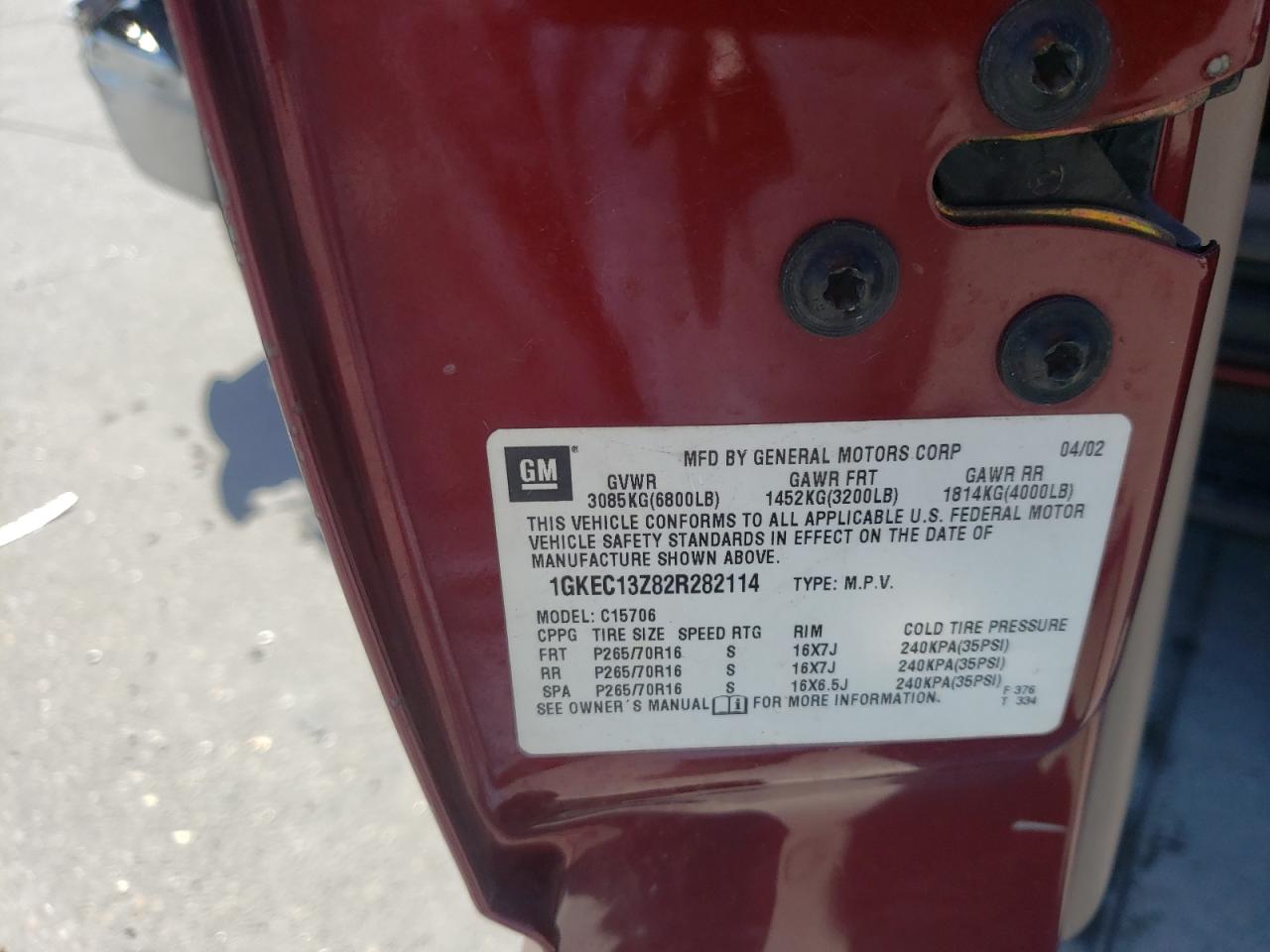 Photo 10 from auction – 2002 GMC YUKON with VIN 1GKEC13Z82R282114