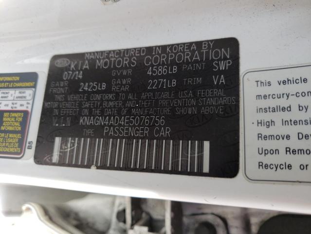 Photo 10 from auction – 2014 KIA OPTIMA HYB with VIN KNAGN4AD4E5076756