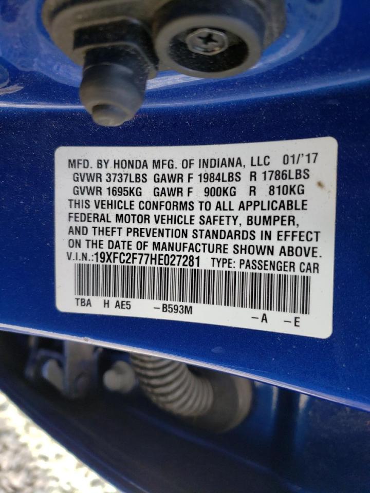 Photo 10 from auction – 2017 HONDA CIVIC EX with VIN 19XFC2F77HE027281
