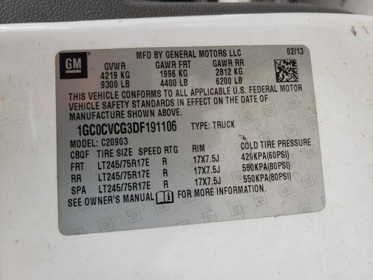 Photo 10 from auction – 2013 CHEVROLET SILVERADO with VIN 1GC0CVCG3DF191106