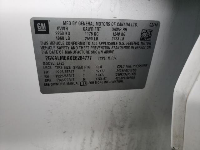 Photo 10 from auction – 2014 GMC TERRAIN SL with VIN 2GKALMEKXE6264777