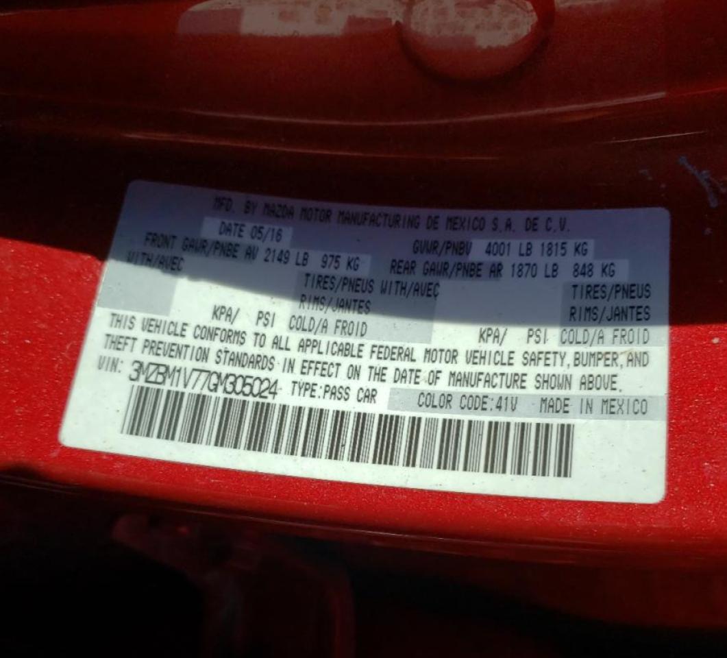 Photo 10 from auction – 2016 MAZDA 3 TOURING with VIN 3MZBM1V77GM305024