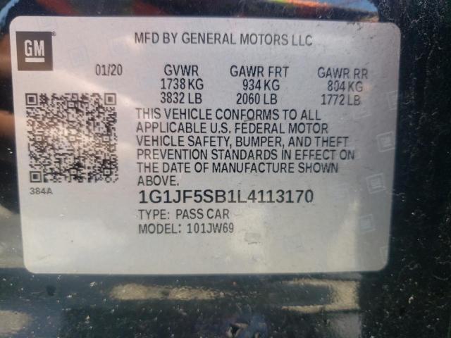 Photo 10 from auction – 2020 CHEVROLET SONIC PREM with VIN 1G1JF5SB1L4113170