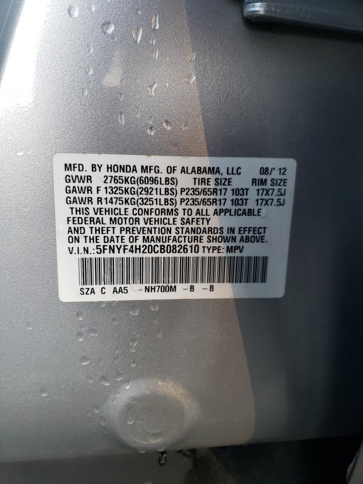 Photo 10 from auction – 2012 HONDA PILOT LX with VIN 5FNYF4H20CB082610