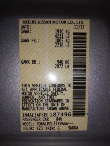 Photo 10 from auction – 2014 NISSAN ALTIMA 2.5 with VIN 1N4AL3AP5EC187496