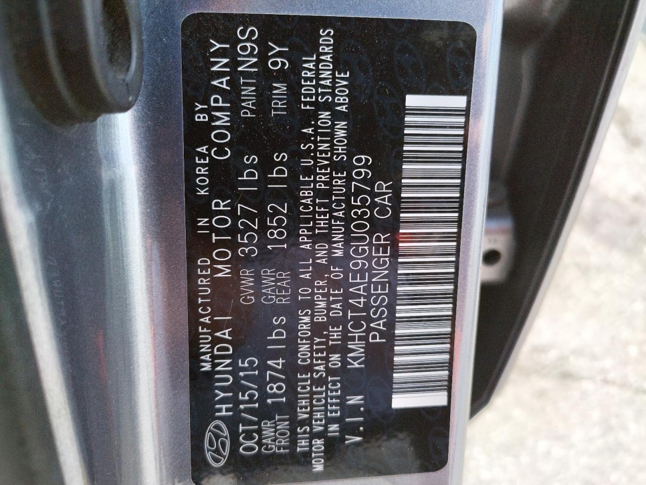 Photo 10 from auction – 2016 HYUNDAI ACCENT SE with VIN KMHCT4AE9GU035799