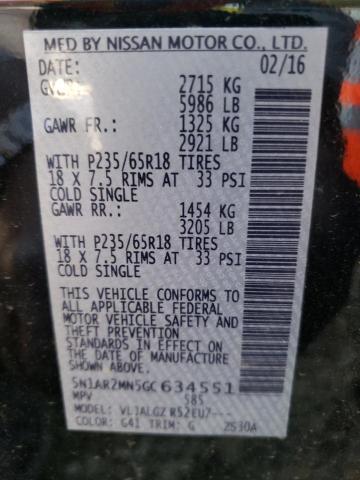 Photo 10 from auction – 2016 NISSAN PATHFINDER with VIN 5N1AR2MN5GC634551