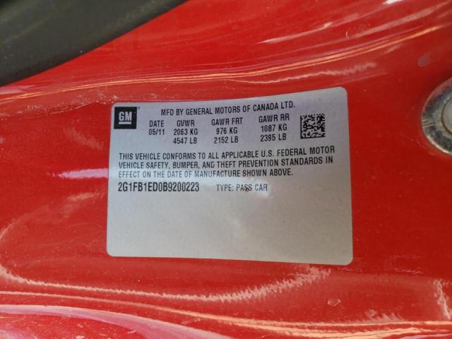Photo 10 from auction – 2011 CHEVROLET CAMARO LT with VIN 2G1FB1ED0B9200223