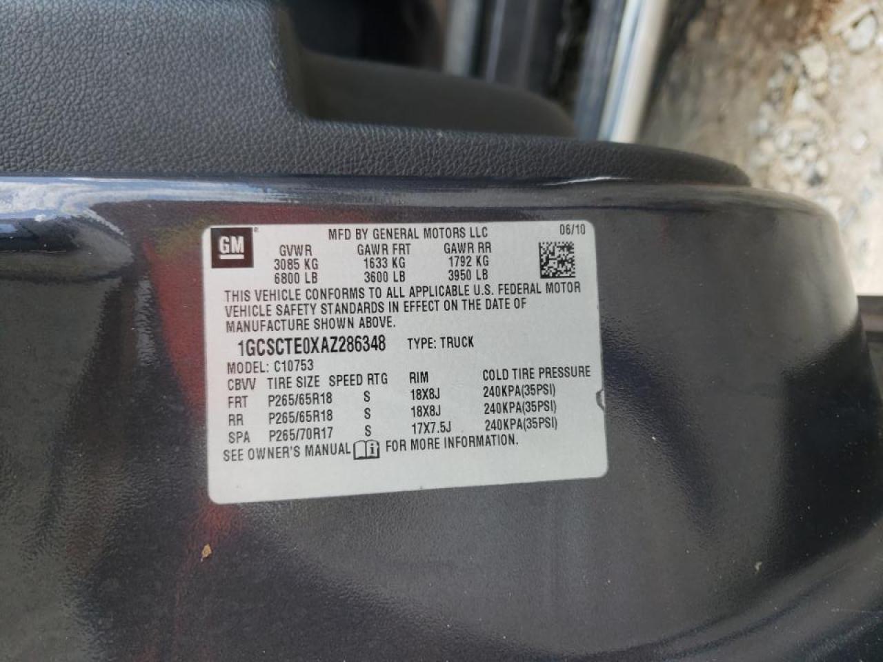 Photo 10 from auction – 2010 CHEVROLET SILVERADO with VIN 1GCSCTE0XAZ286348