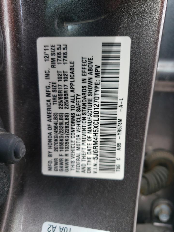 Photo 10 from auction – 2012 HONDA CR-V EX with VIN 5J6RM4H5XCL001270
