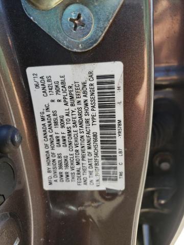 Photo 10 from auction – 2012 HONDA CIVIC LX with VIN 2HGFB2F54CH576680