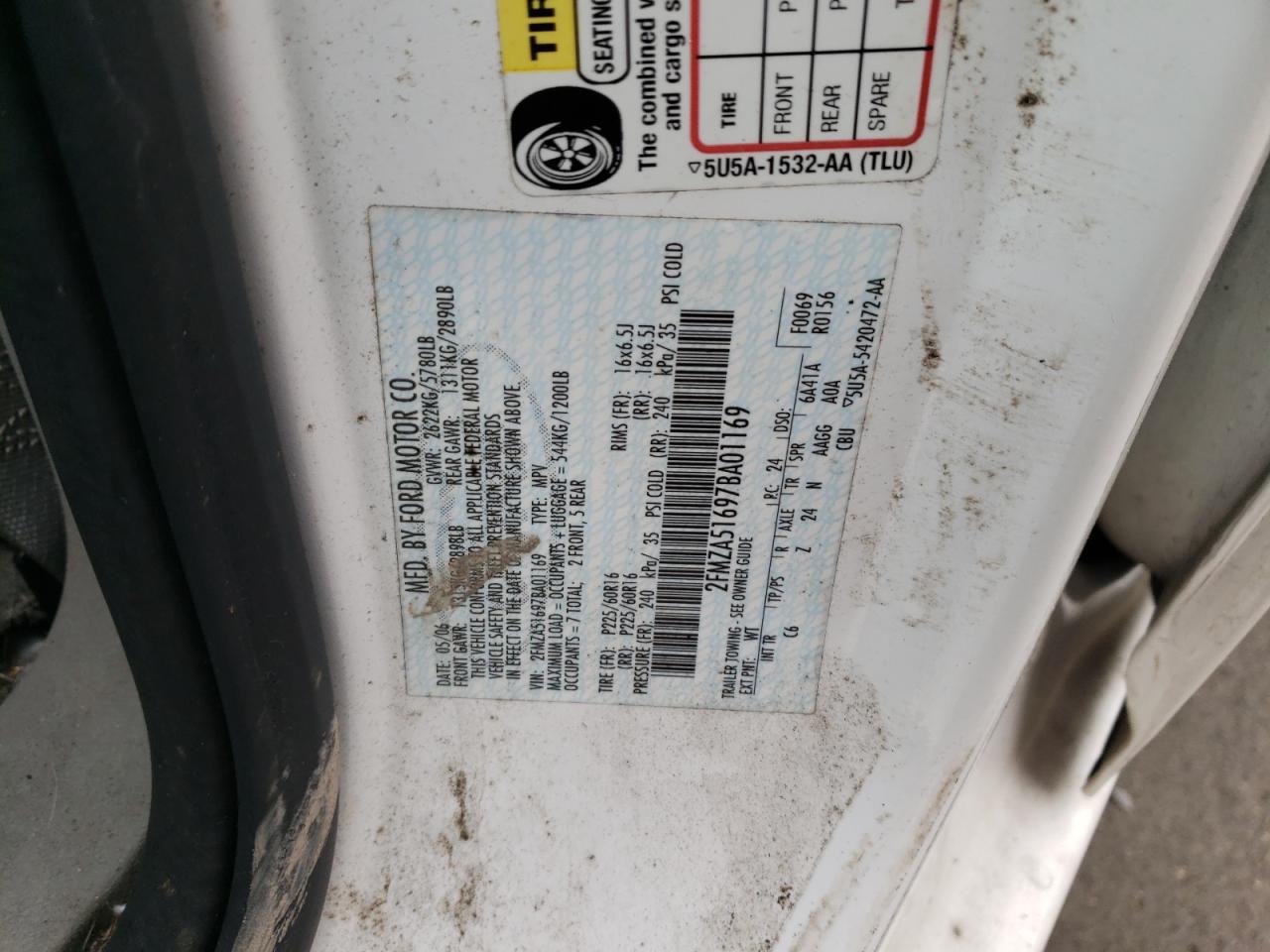Photo 10 from auction – 2007 FORD FREESTAR S with VIN 2FMZA51697BA01169