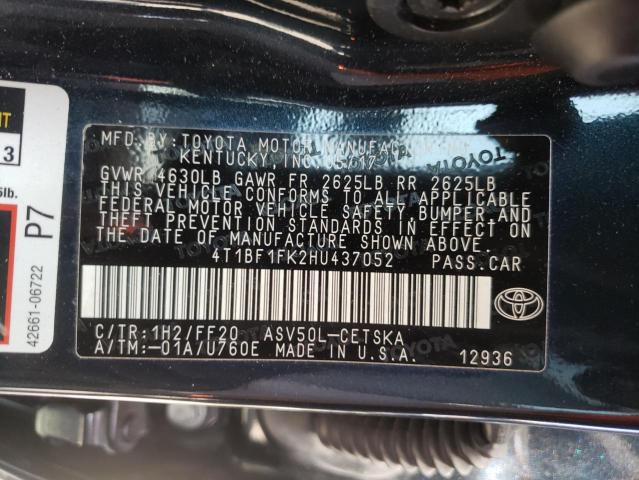 Photo 10 from auction – 2017 TOYOTA CAMRY LE with VIN 4T1BF1FK2HU437052