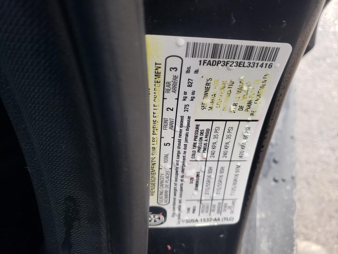 Photo 10 from auction – 2014 FORD FOCUS SE with VIN 1FADP3F23EL331416