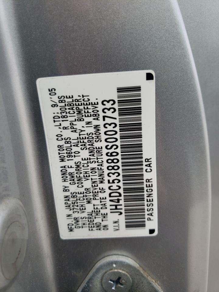 Photo 10 from auction – 2006 ACURA RSX with VIN JH4DC53886S003733