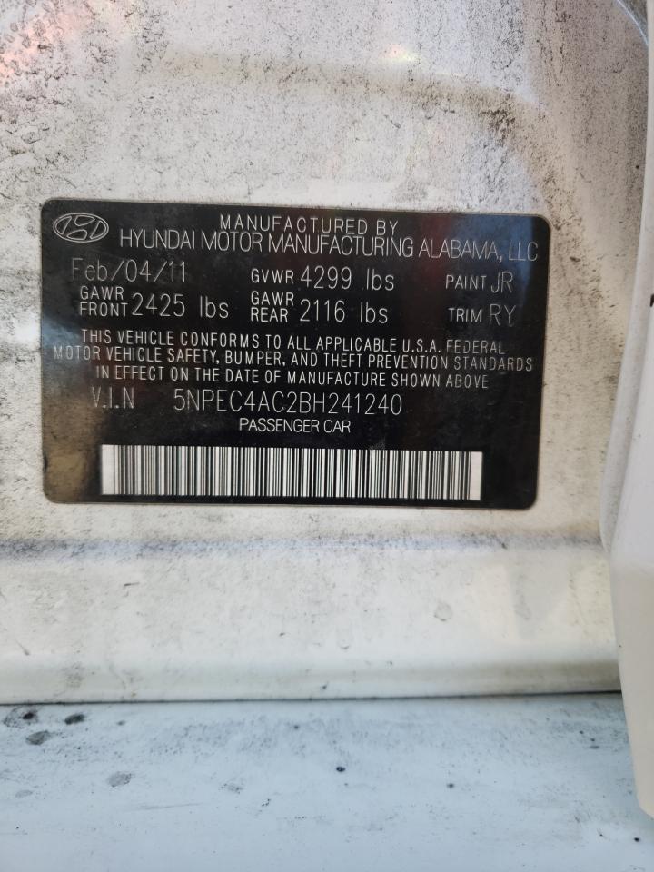 Photo 10 from auction – 2011 HYUNDAI SONATA SE with VIN 5NPEC4AC2BH241240