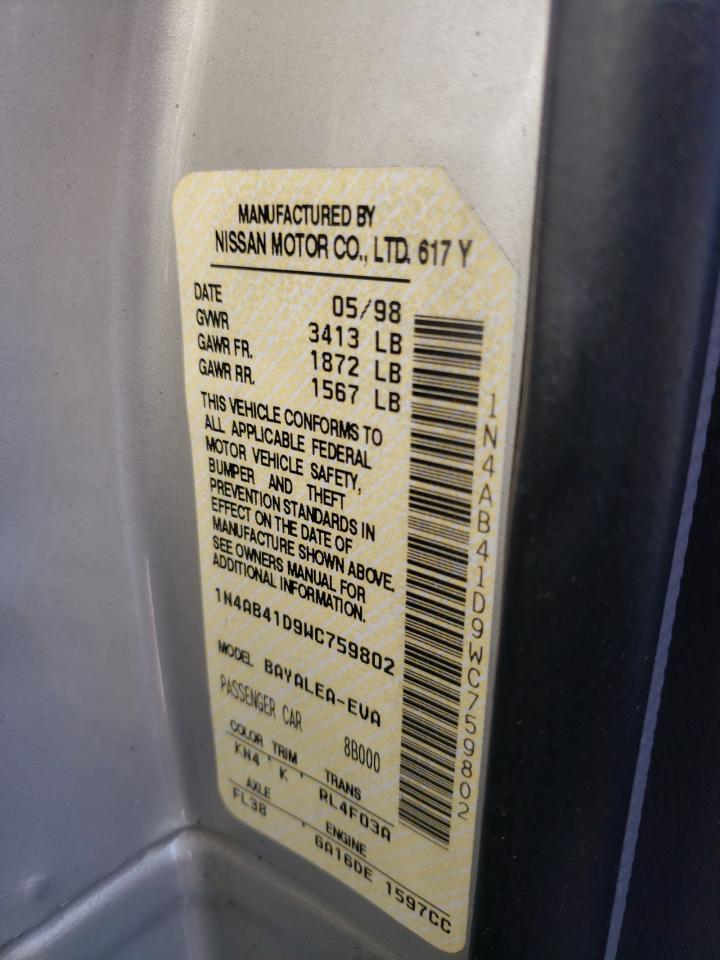 Photo 10 from auction – 1998 NISSAN SENTRA E with VIN 1N4AB41D9WC759802