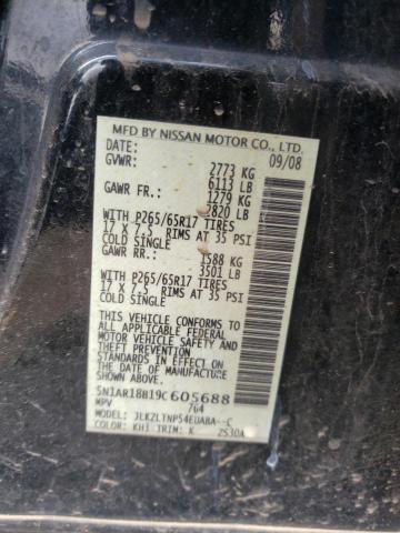 Photo 10 from auction – 2009 NISSAN PATHFINDER with VIN 5N1AR18B19C605688