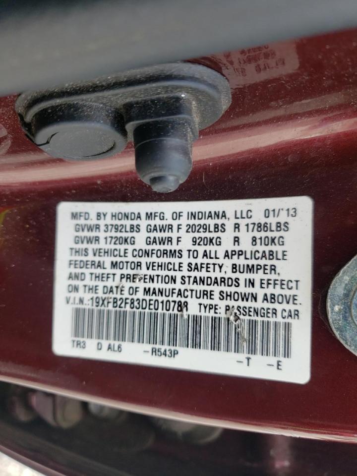Photo 10 from auction – 2013 HONDA CIVIC EX with VIN 19XFB2F83DE010788