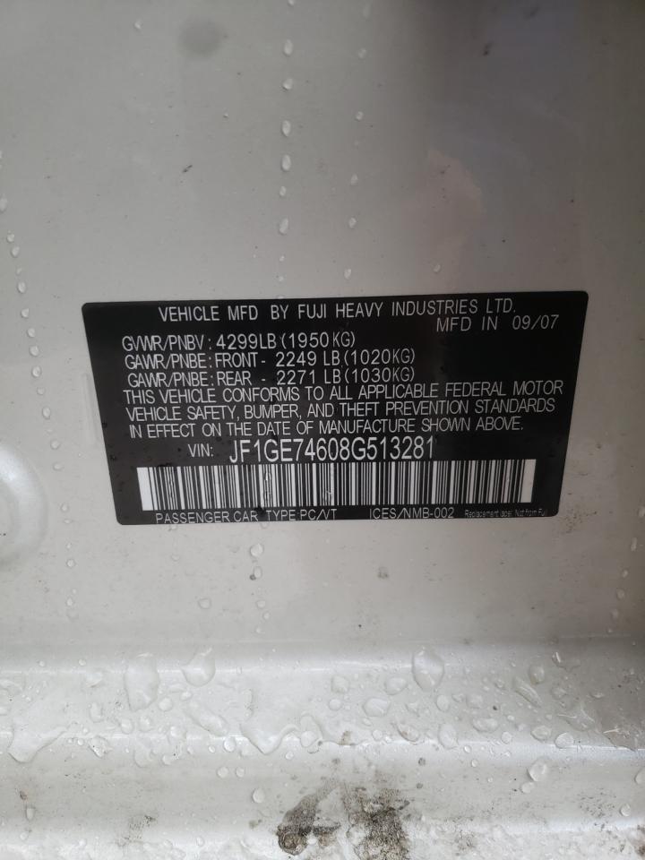 Photo 19 from auction – 2008 SUBARU IMPREZA WR with VIN JF1GE74608G513281