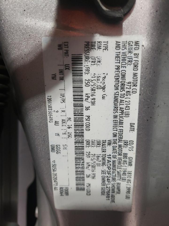 Photo 10 from auction – 2015 FORD FOCUS SE with VIN 1FADP3F24FL276881