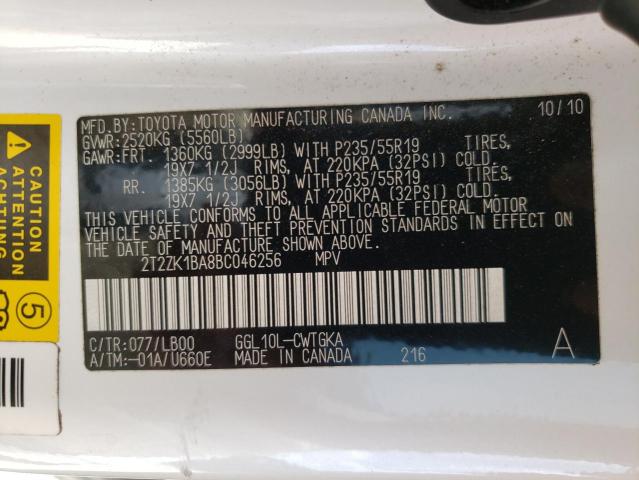 Photo 10 from auction – 2011 LEXUS RX 350 with VIN 2T2ZK1BA8BC046256