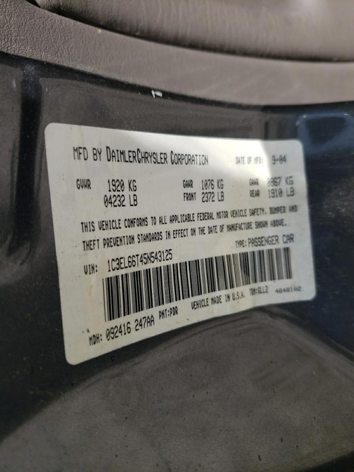 Photo 10 from auction – 2005 CHRYSLER SEBRING LI with VIN 1C3EL66T45N543125
