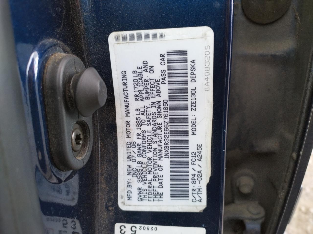 Photo 10 from auction – 2006 TOYOTA COROLLA CE with VIN 1NXBR32E66Z761850