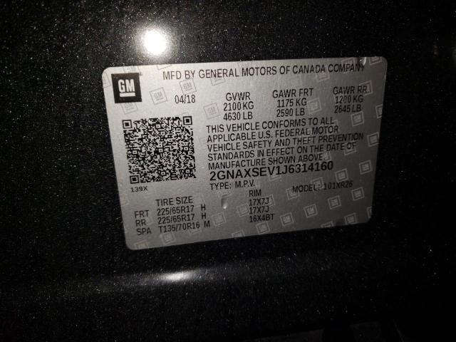 Photo 10 from auction – 2018 CHEVROLET EQUINOX LT with VIN 2GNAXSEV1J6314160
