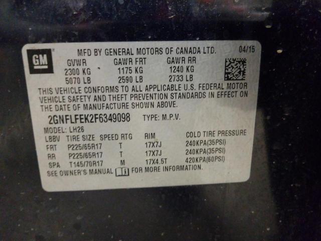 Photo 10 from auction – 2015 CHEVROLET EQUINOX LT with VIN 2GNFLFEK2F6349098