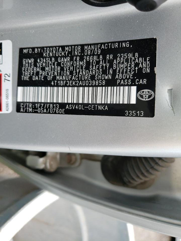 Photo 10 from auction – 2010 TOYOTA CAMRY BASE with VIN 4T1BF3EK2AU039858