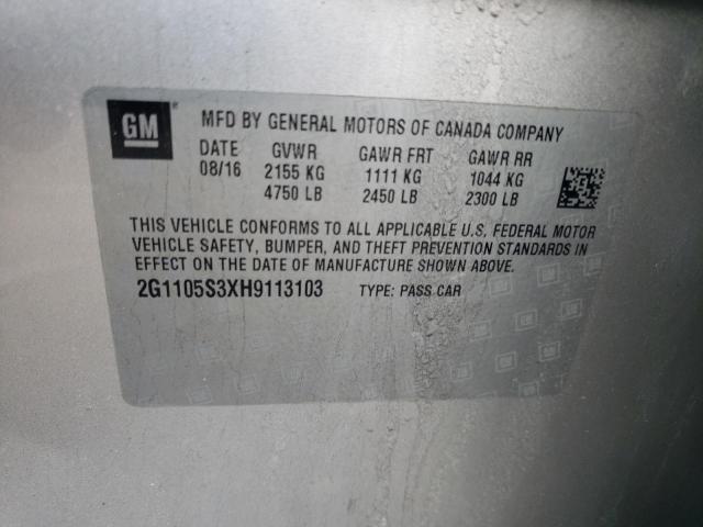 Photo 10 from auction – 2017 CHEVROLET IMPALA LT with VIN 2G1105S3XH9113103