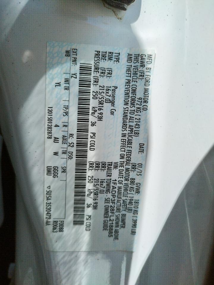 Photo 10 from auction – 2015 FORD FOCUS SE with VIN 1FADP3F28FL218885