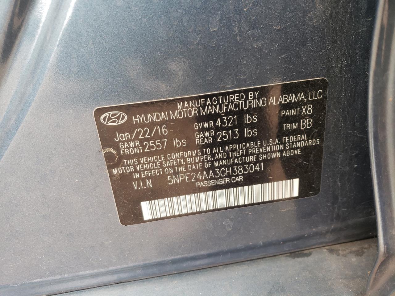 Photo 10 from auction – 2016 HYUNDAI SONATA ECO with VIN 5NPE24AA3GH383041