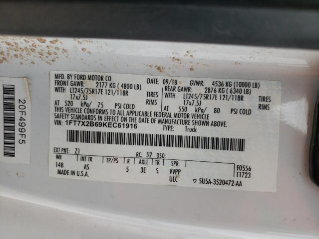 Photo 10 from auction – 2019 FORD F250 SUPER with VIN 1FT7X2B69KEC61916