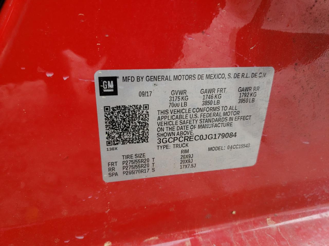 Photo 10 from auction – 2018 CHEVROLET SILVERADO with VIN 3GCPCREC0JG179084