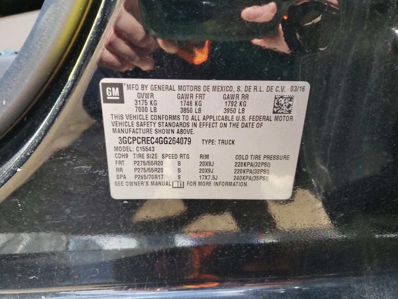 Photo 10 from auction – 2016 CHEVROLET SILVERADO with VIN 3GCPCREC4GG264079