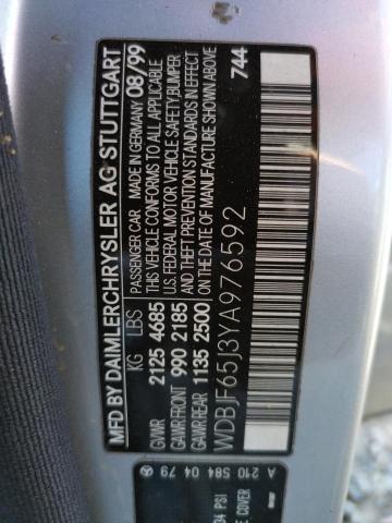 Photo 10 from auction – 2000 MERCEDES-BENZ E 320 with VIN WDBJF65J3YA976592