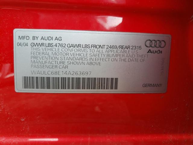 Photo 10 from auction – 2004 AUDI A4 1.8T QU with VIN WAULC68E14A263697