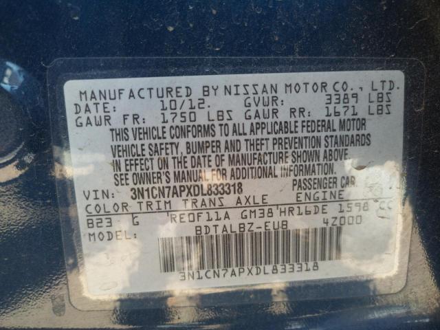 Photo 10 from auction – 2013 NISSAN VERSA S with VIN 3N1CN7APXDL833318