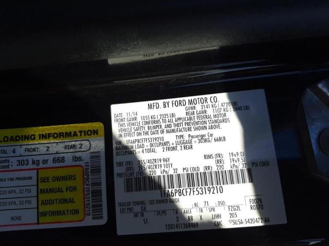 Photo 10 from auction – 2015 FORD MUSTANG with VIN 1FA6P8CF7F5319210