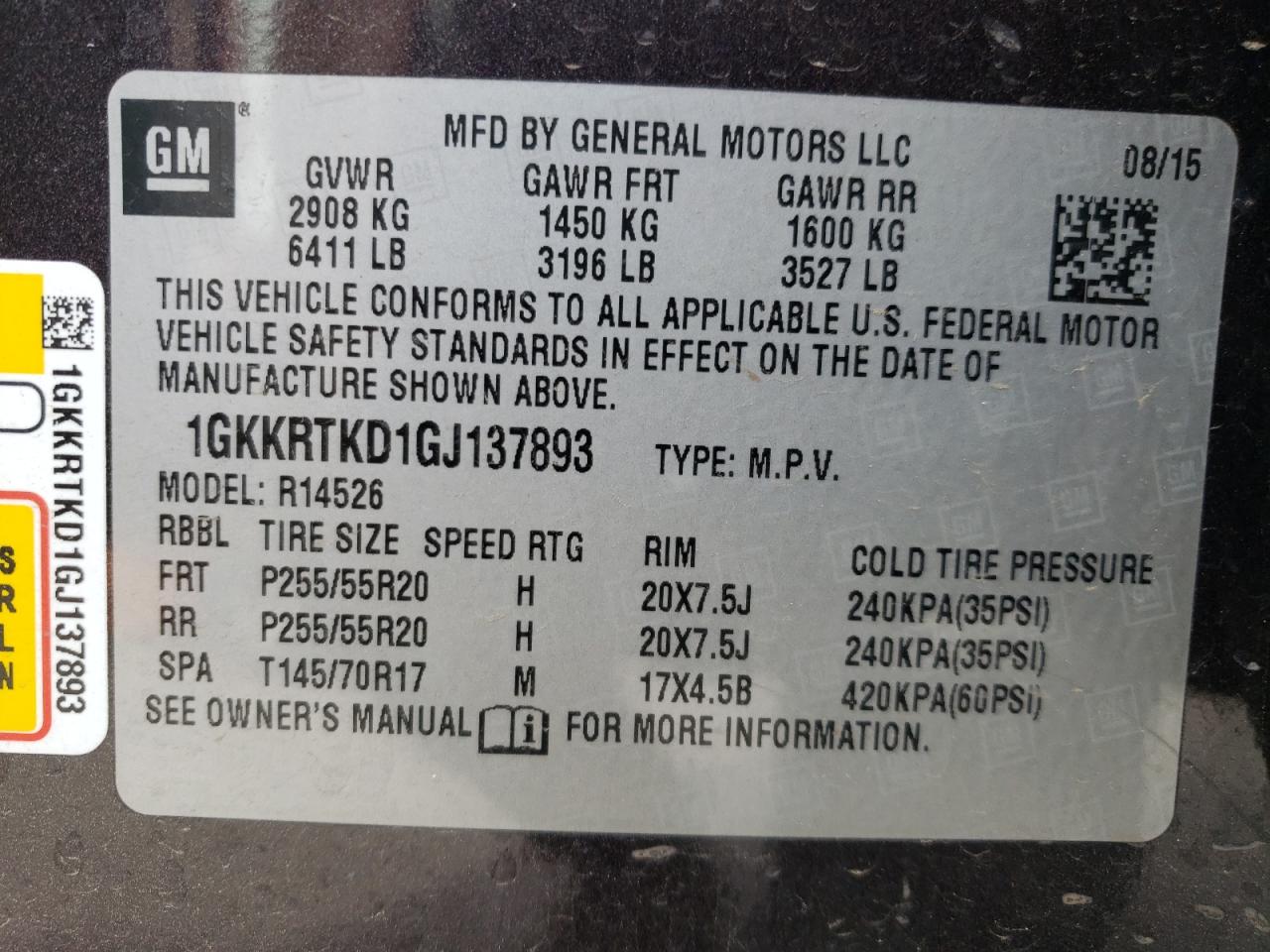 Photo 10 from auction – 2016 GMC ACADIA DEN with VIN 1GKKRTKD1GJ137893
