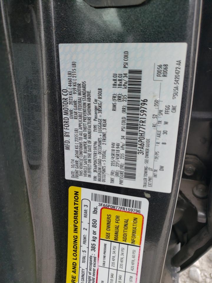 Photo 10 from auction – 2015 FORD FUSION SE with VIN 3FA6P0H77FR159796