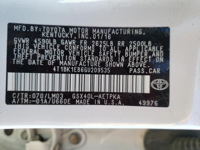 Photo 10 from auction – 2016 TOYOTA AVALON XLE with VIN 4T1BK1EB6GU209535