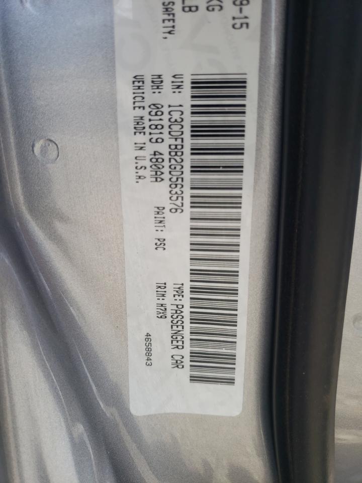 Photo 10 from auction – 2016 DODGE DART SXT with VIN 1C3CDFBB2GD563576