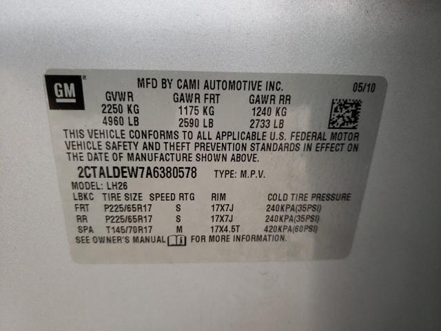 Photo 10 from auction – 2010 GMC TERRAIN SL with VIN 2CTALDEW7A6380578