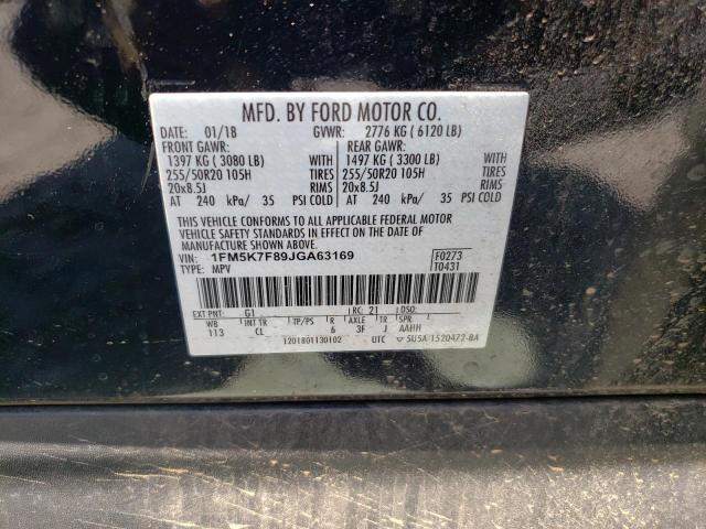 Photo 10 from auction – 2018 FORD EXPLORER L with VIN 1FM5K7F89JGA63169