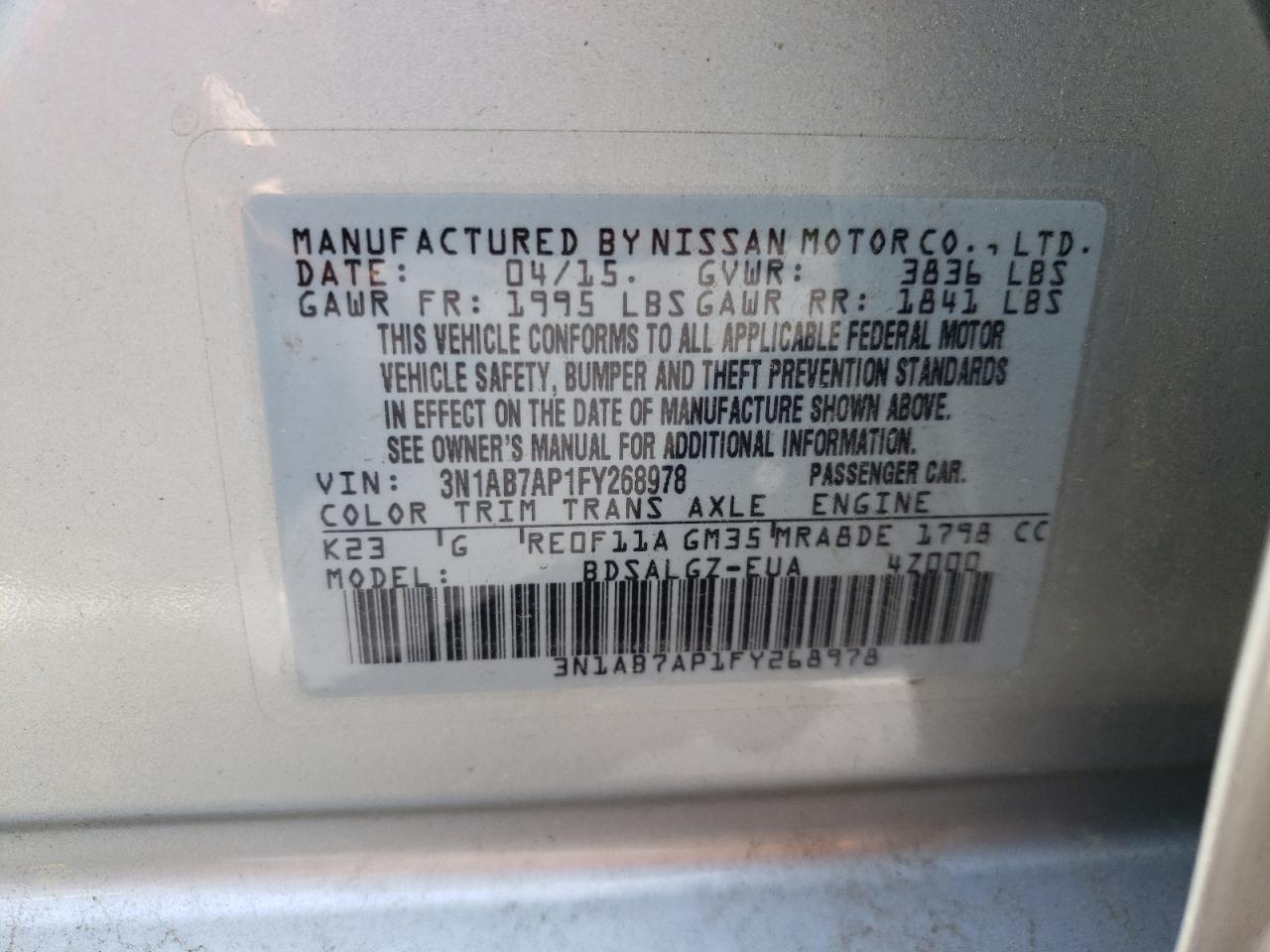 Photo 10 from auction – 2015 NISSAN SENTRA S with VIN 3N1AB7AP1FY268978