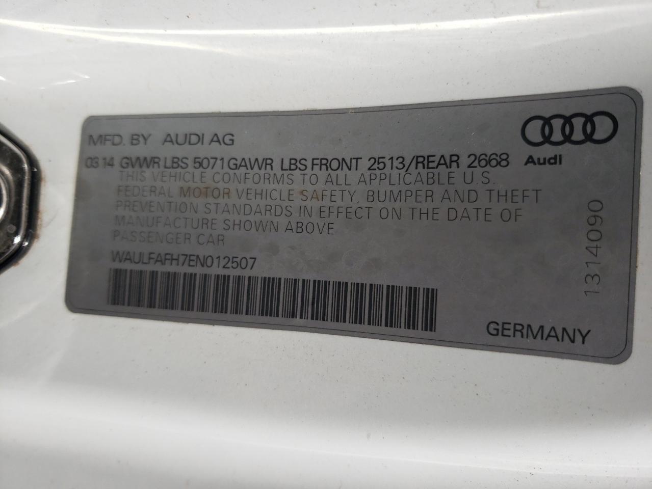 Photo 10 from auction – 2014 AUDI A5 PREMIUM with VIN WAULFAFH7EN012507
