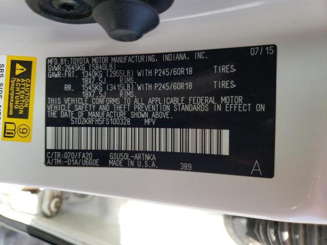 Photo 10 from auction – 2015 TOYOTA HIGHLANDER with VIN 5TDZKRFH5FS100328